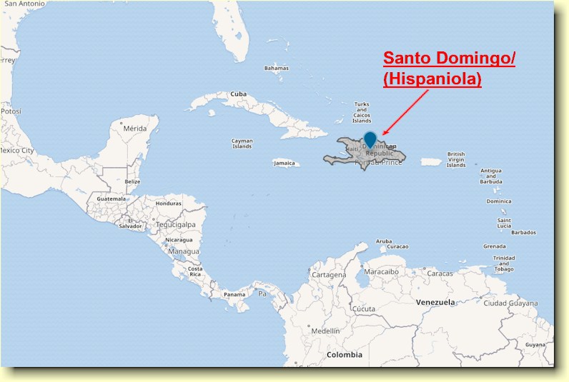 Kart - Santo Domingo (dagens Hispaniola) 