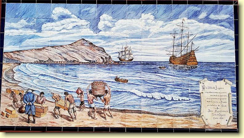 sukkerhandelen med Flandern - murmosaikken av Manuel Hernández Caballero
